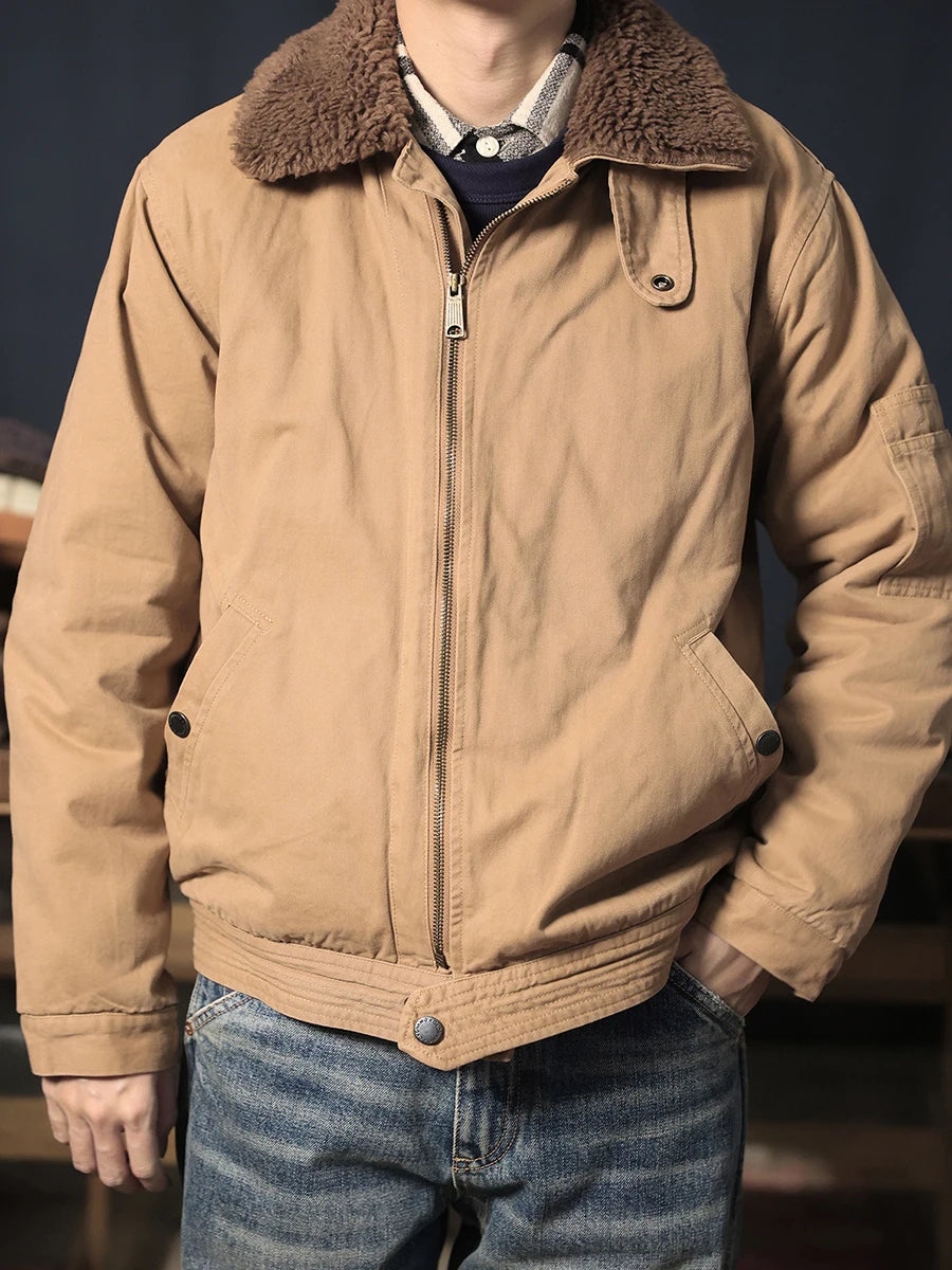 Wool Blend Aviator Bomber Jacket