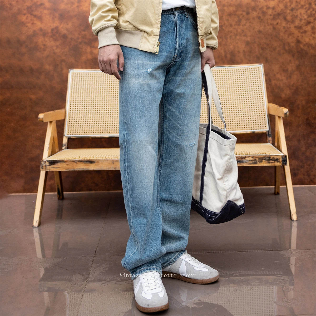 Light Wash Straight Jeans