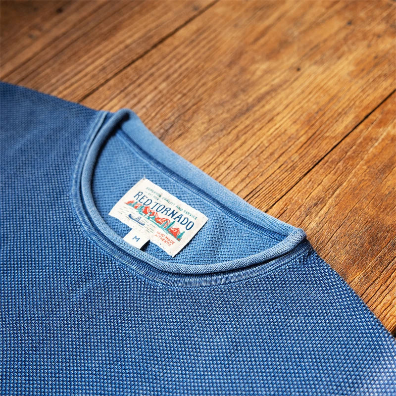Indigo Sashiko Knit Tee