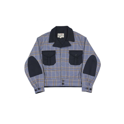 Plaid Cropped Wool Work Jacket