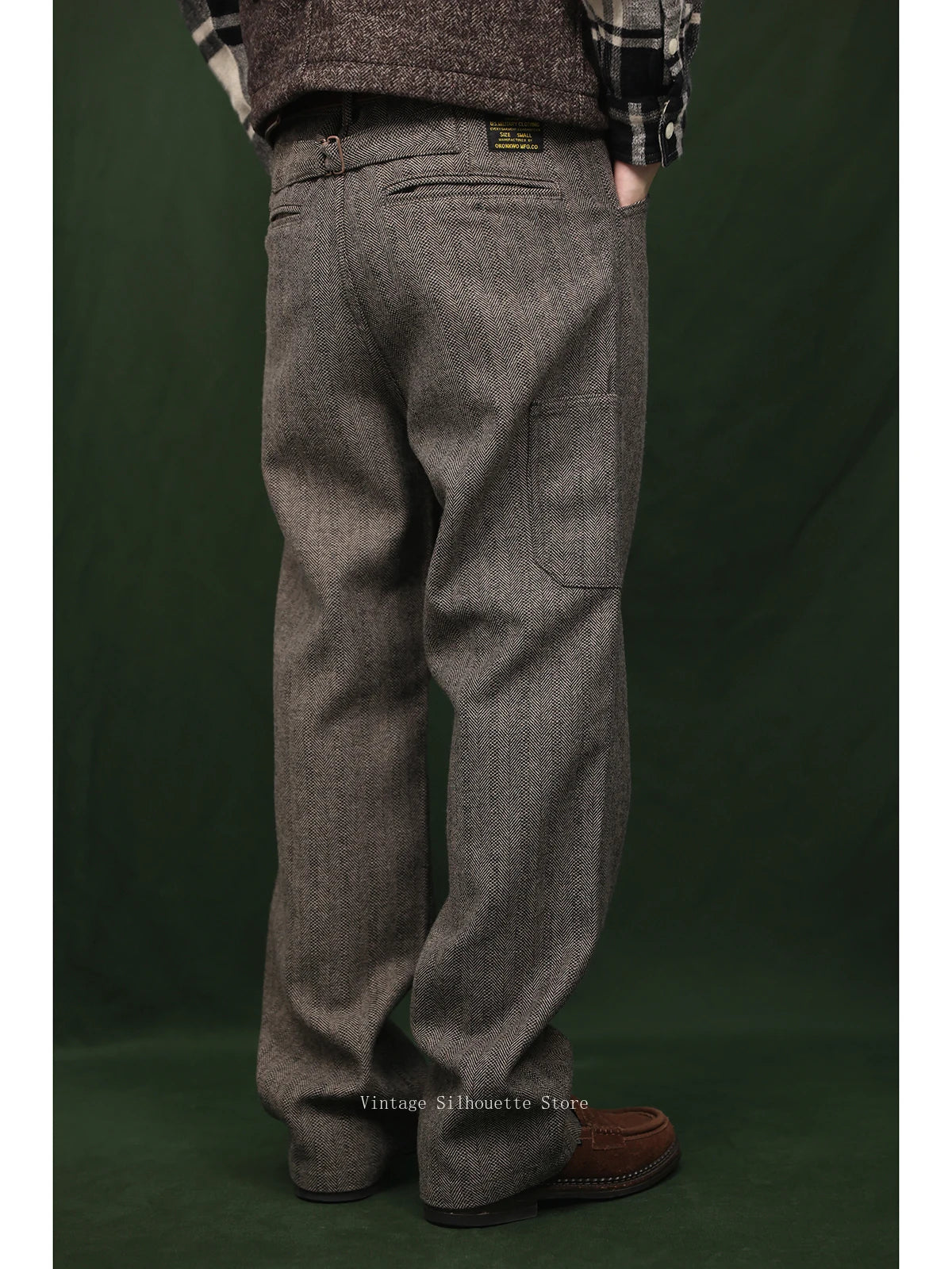 Herringbone Wool Blend Trousers