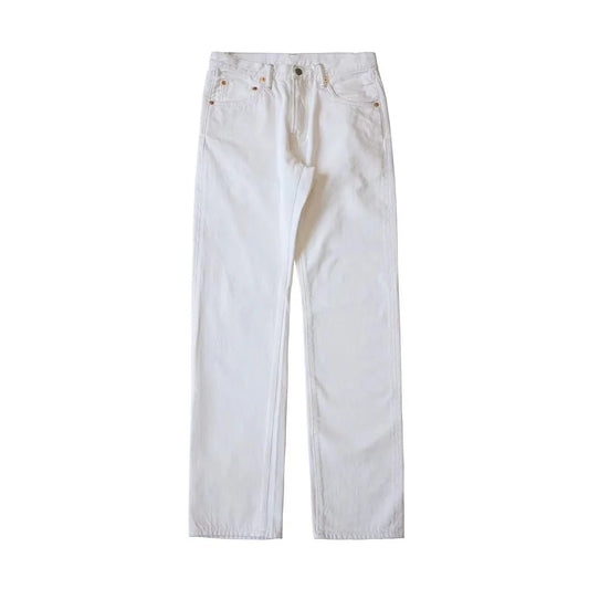 White Straight Selvedge Jeans