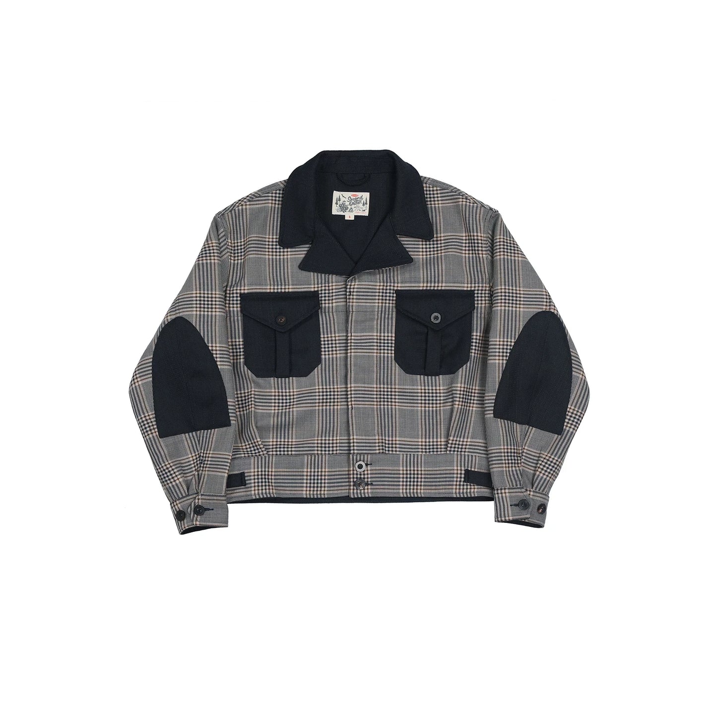 Plaid Cropped Wool Work Jacket