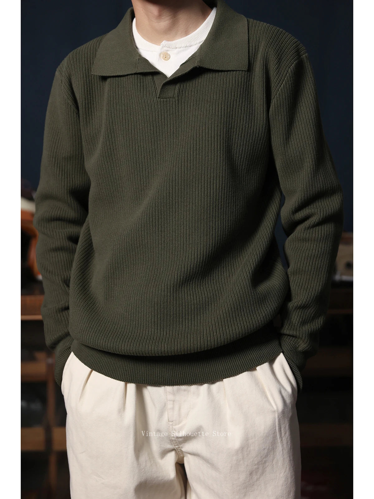 Seagull Collar Knit Polo