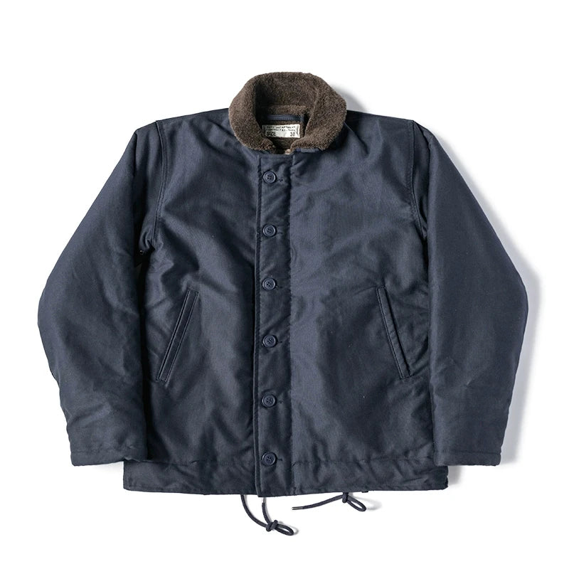 Blue Wool Lined Deck Jacket