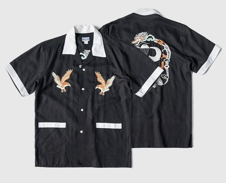 Embroidered Camp Bowling Shirt