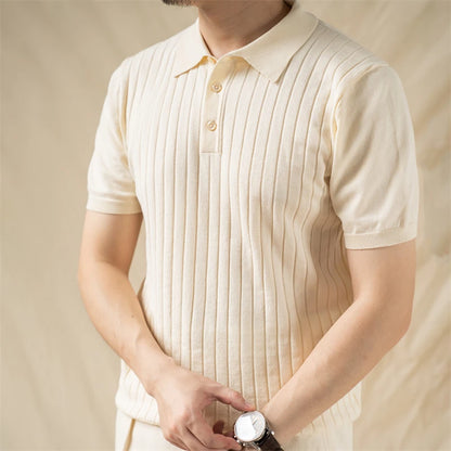 Rib Stripe Polo Shirt