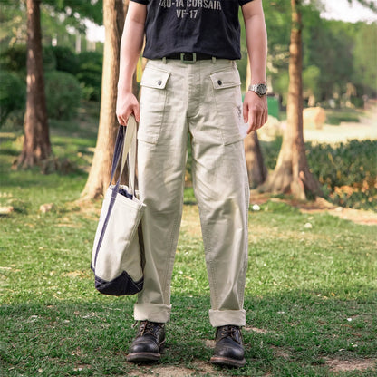 White HBT Paratrooper Pants