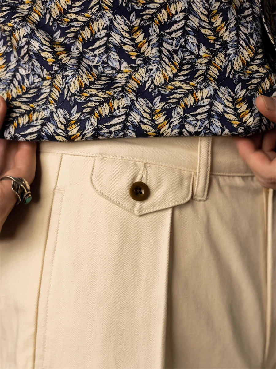 High Rise Pleated Officer Trousers