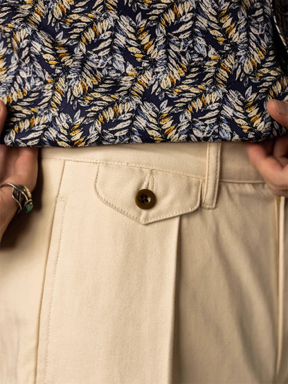 High Rise Pleated Officer Trousers