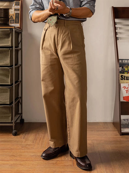 High Rise Pleated Officer Trousers