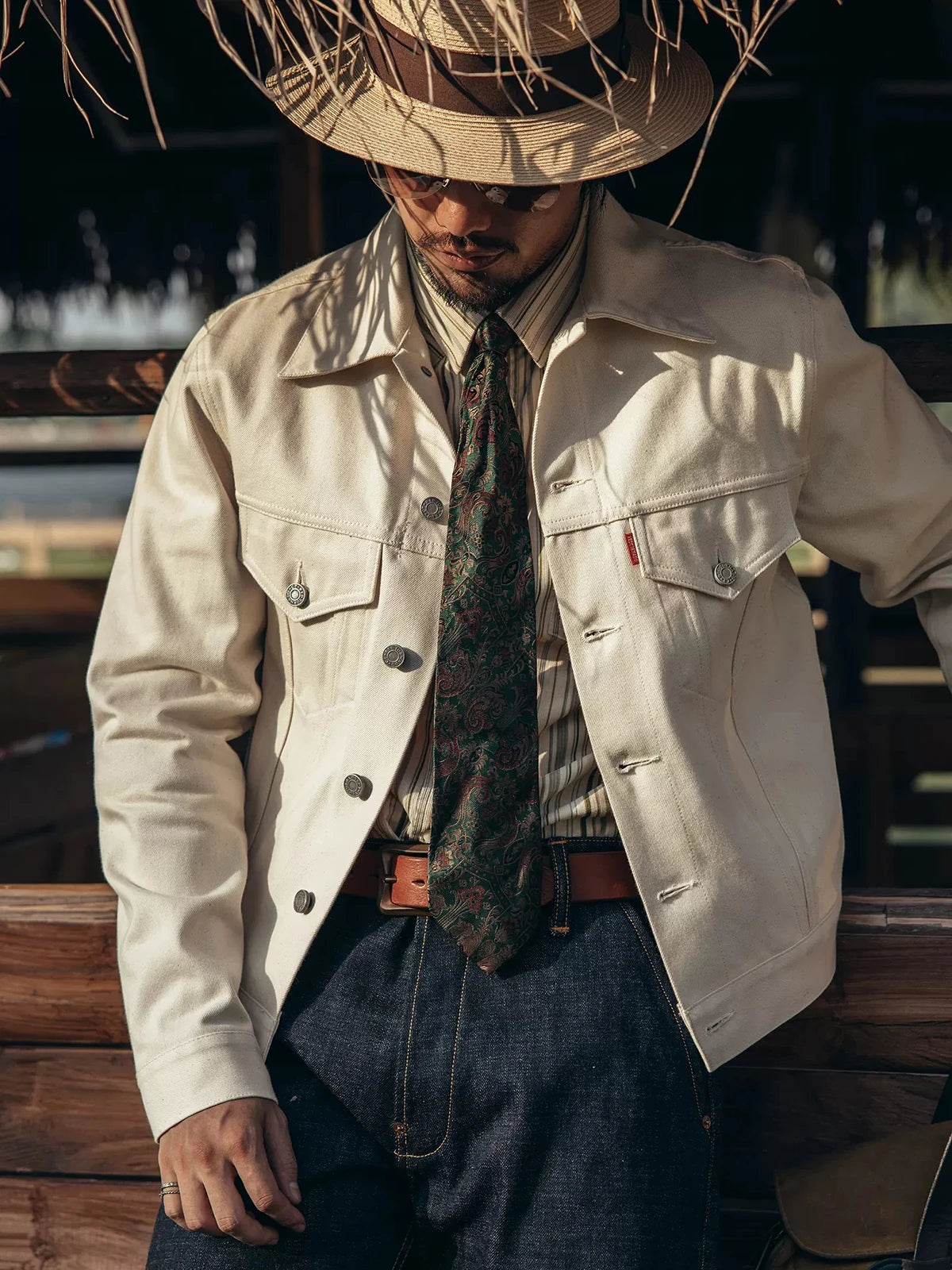 White Selvedge Trucker Jacket