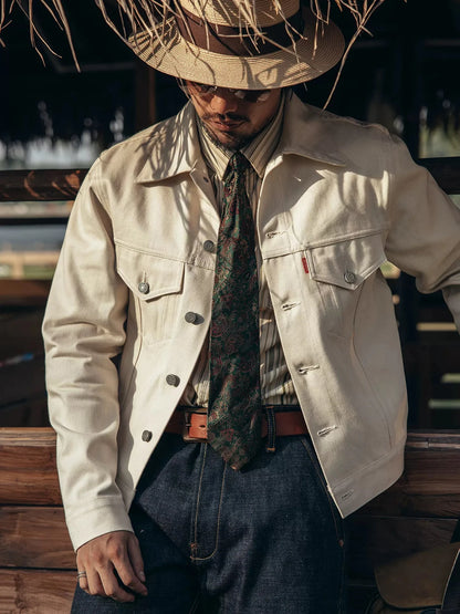 White Selvedge Trucker Jacket