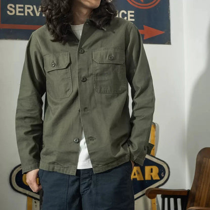 Olive Sateen Fatigue Shirt