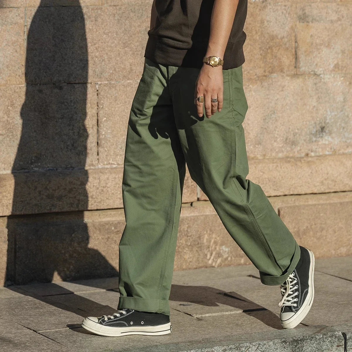 High Waist Chino Trousers