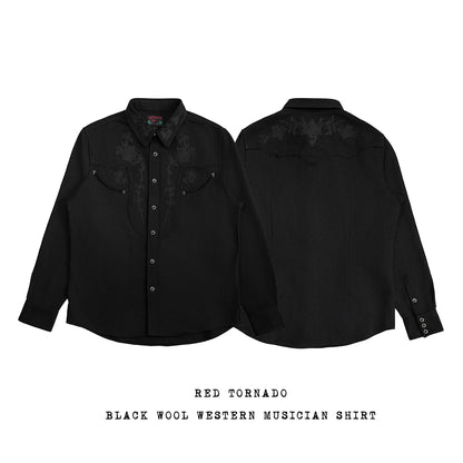 Black Floral Embroidered Western Shirt