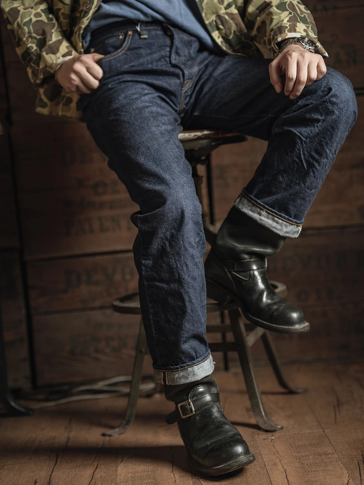 Rigid Straight Raw Denim Jeans