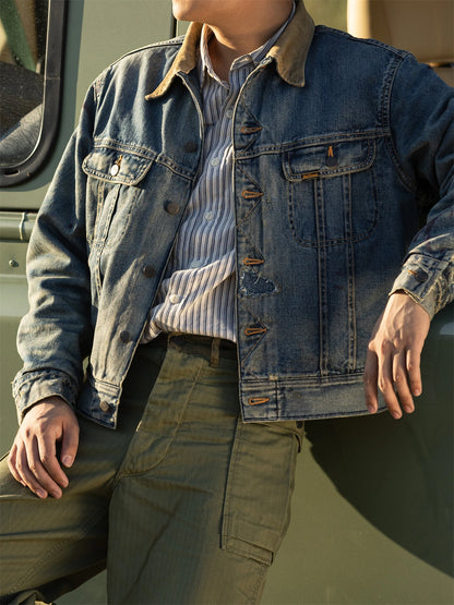 Blanket Lined Distressed Denim Jacket