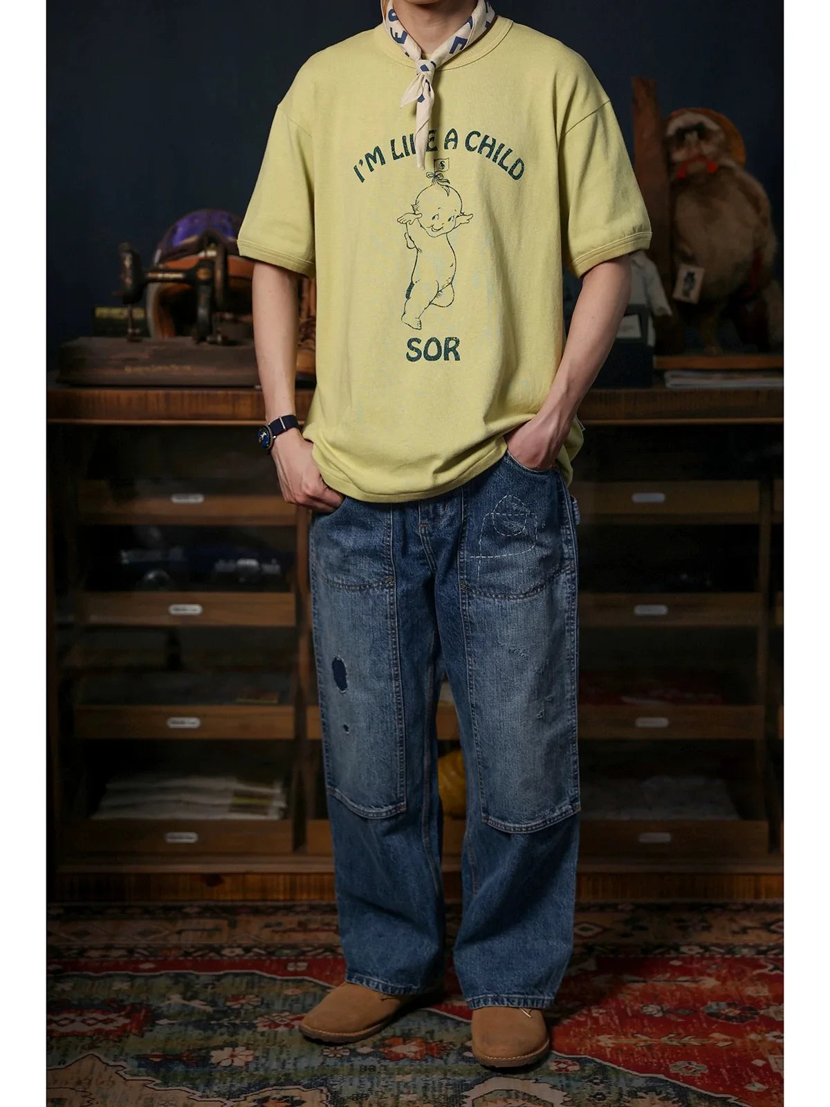 Yellow Cartoon Graphic Tee
