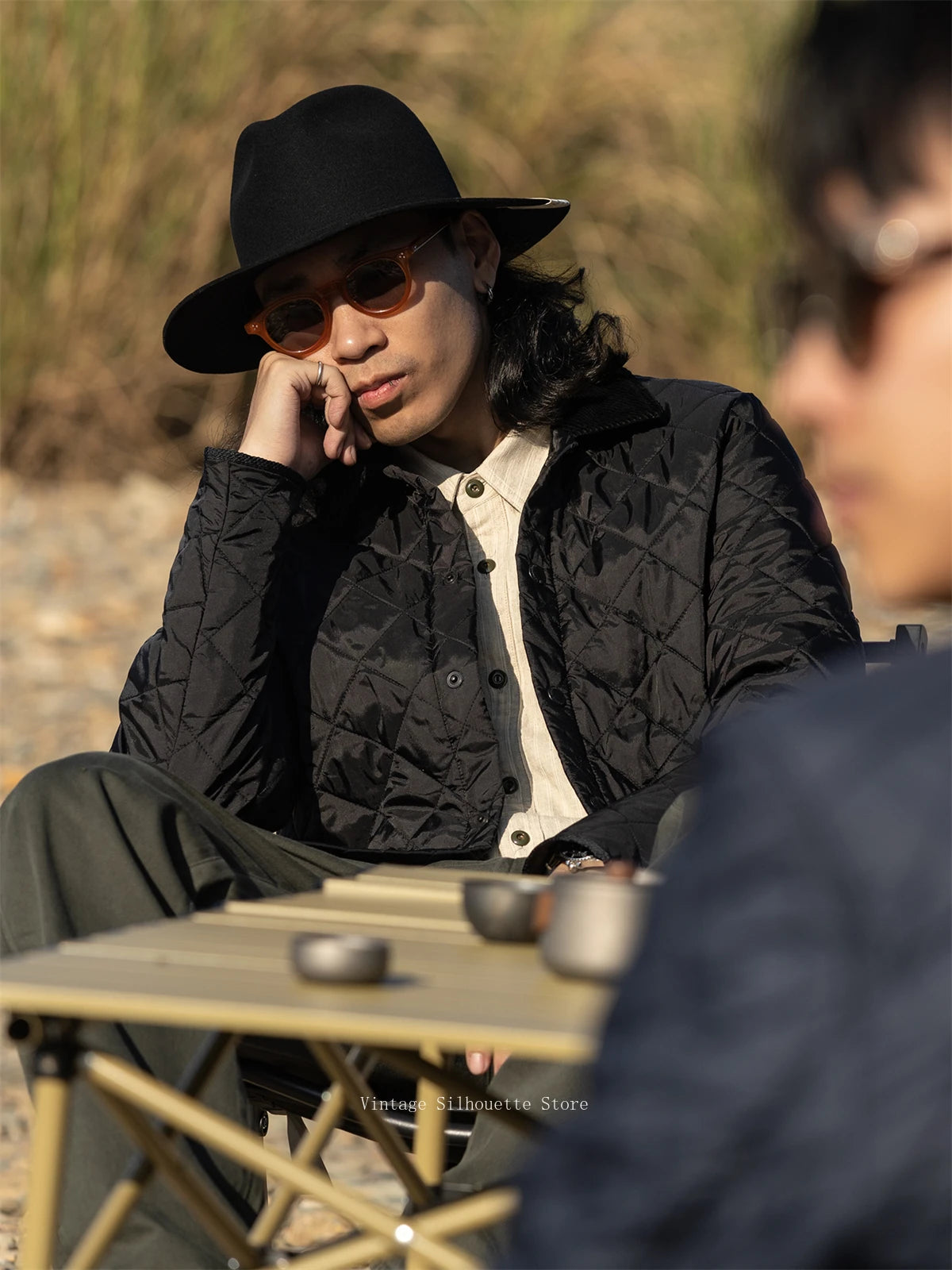 Corduroy Collar Quilted Jacket
