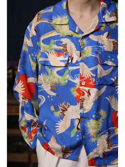 Oriental Print Hawaiian Shirt