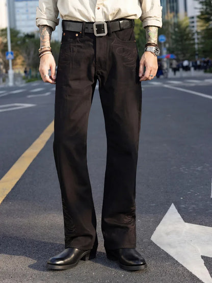 Black Embroidered Bootcut Jeans