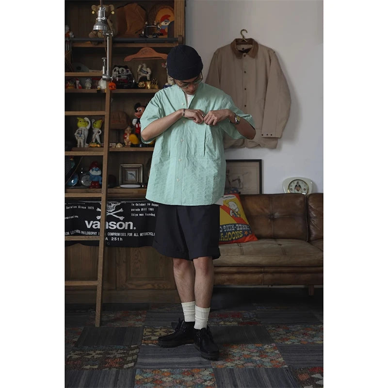 Band Collar Work Shirt