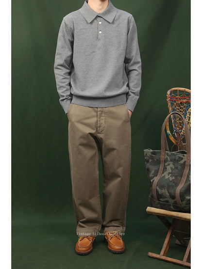 Cotton Long Sleeve Knit Polo