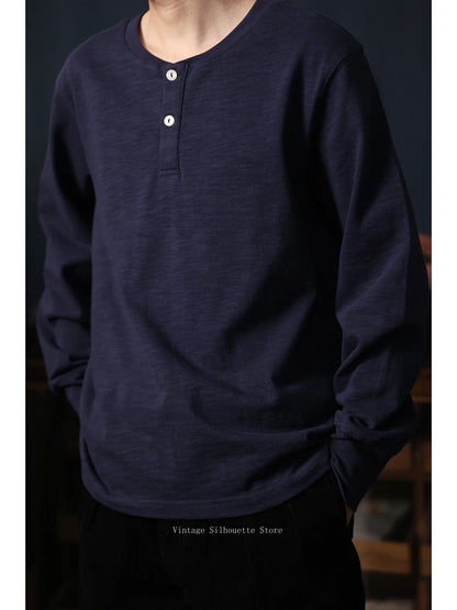 Slub Cotton Henley Shirt