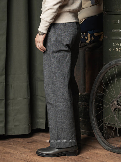 Salt Pepper Wide Work Trousers