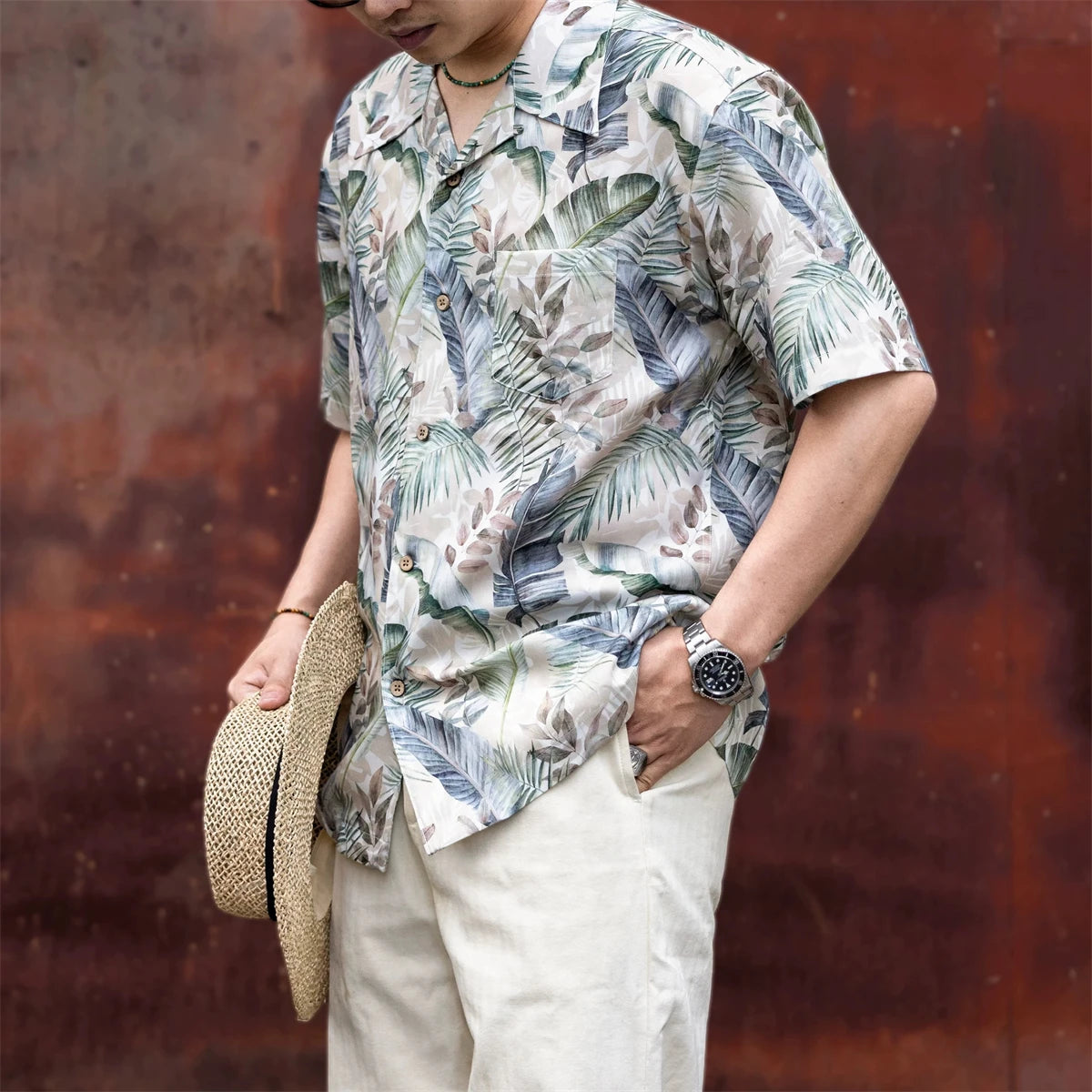 Tropical Leaf Camp Collar Shirt