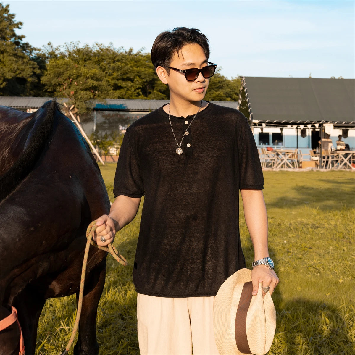 Linen Short Sleeve Henley