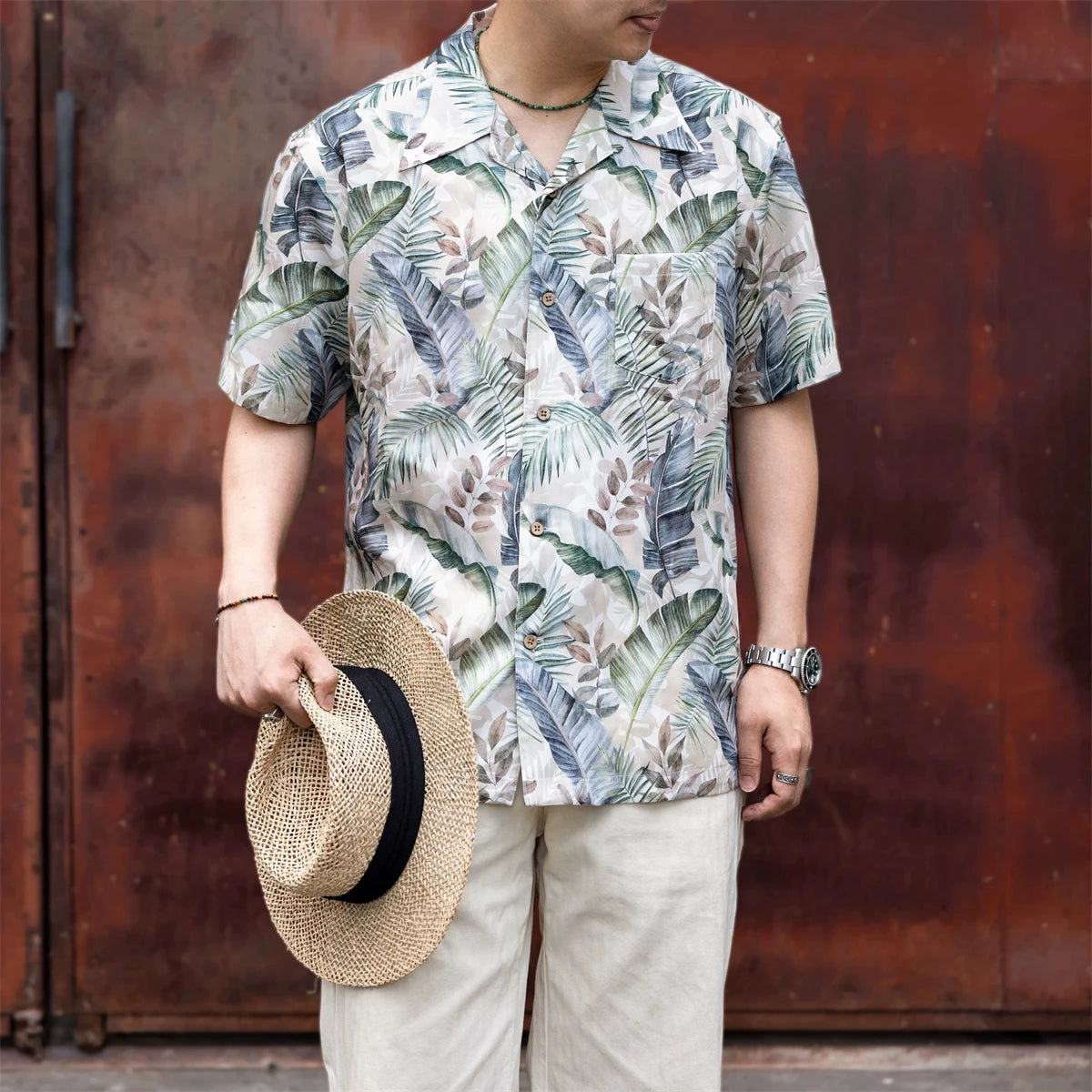 Tropical Leaf Camp Collar Shirt