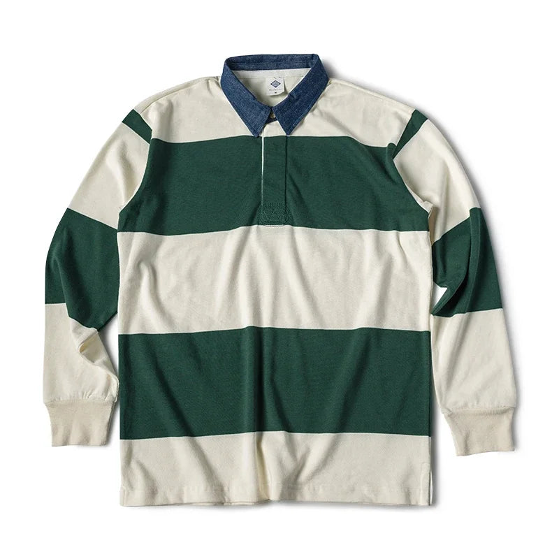 Striped Button Down Polo Shirt