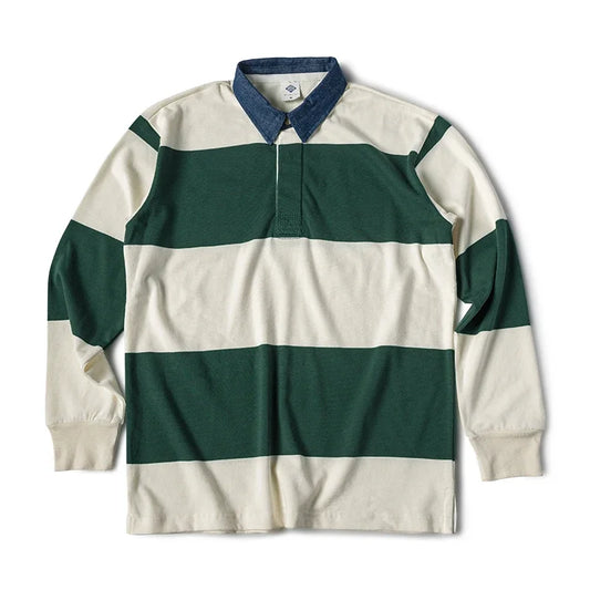 Striped Button Down Polo Shirt