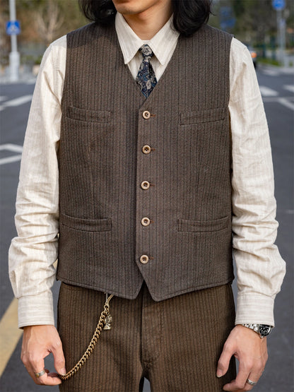 Brown Stripe Work Vest