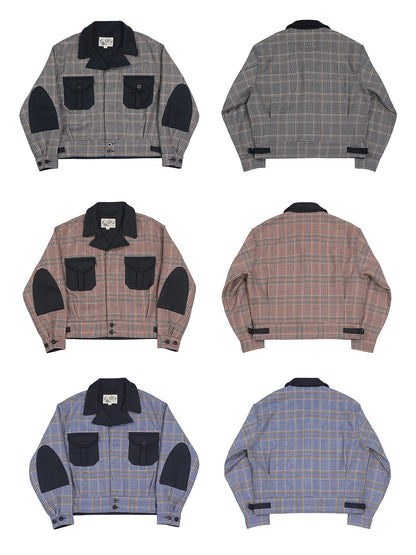 Plaid Cropped Wool Work Jacket