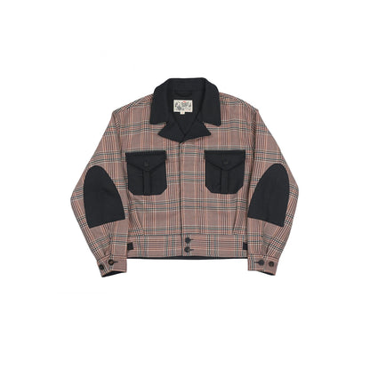 Plaid Cropped Wool Work Jacket