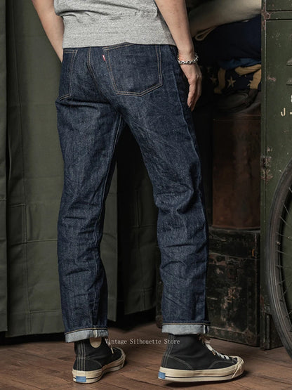 Indigo Cropped Straight Selvedge Jeans