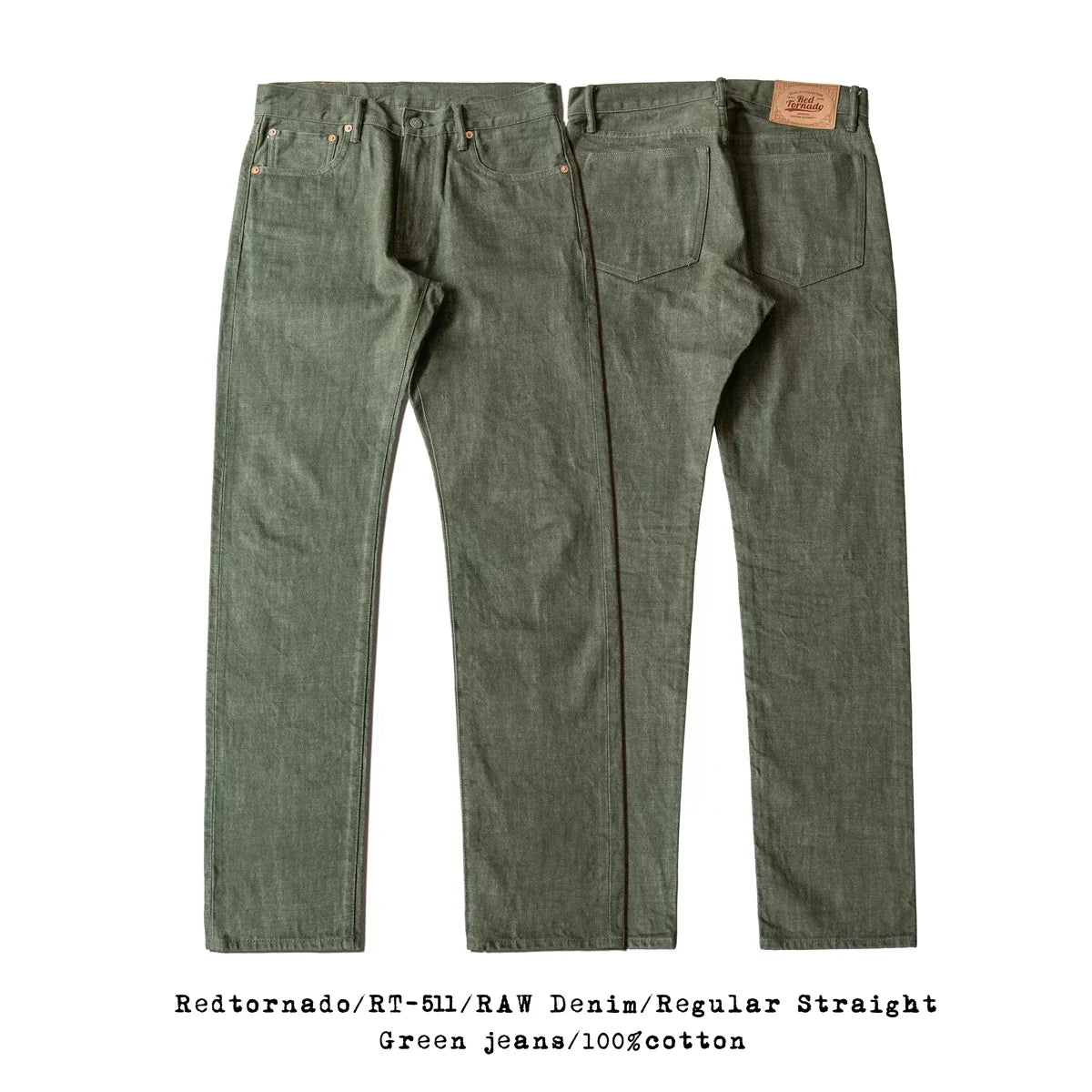 Green Straight Selvedge Jeans