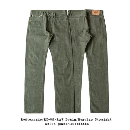 Green Straight Selvedge Jeans