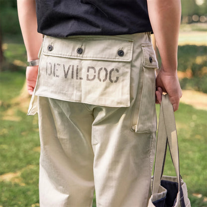White HBT Paratrooper Pants