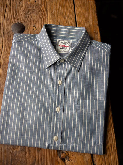 Blue Vertical Stripe Shirt