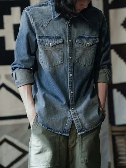 Washed Denim Western Shirt