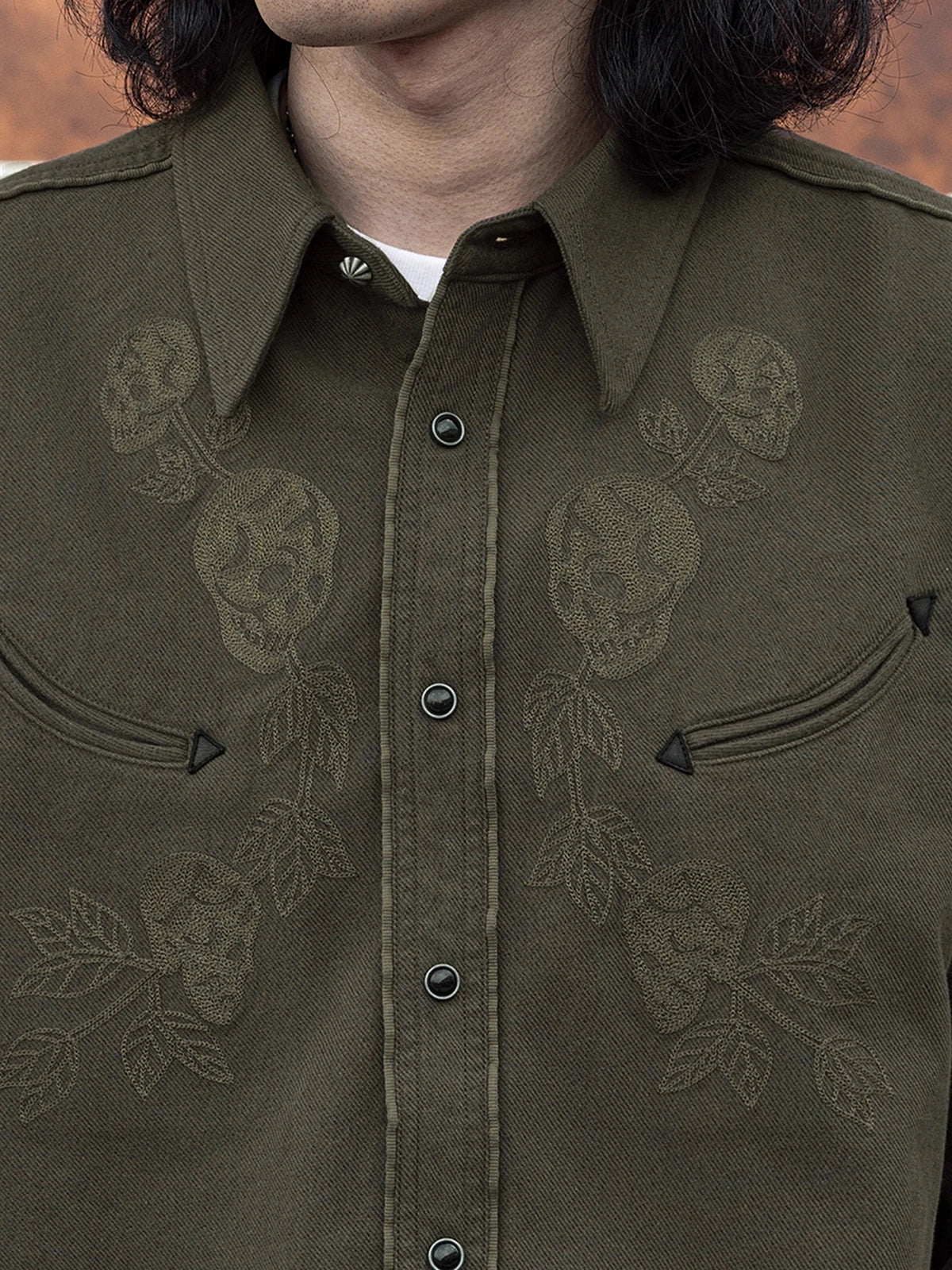 Dark Green Skull Western Shirt
