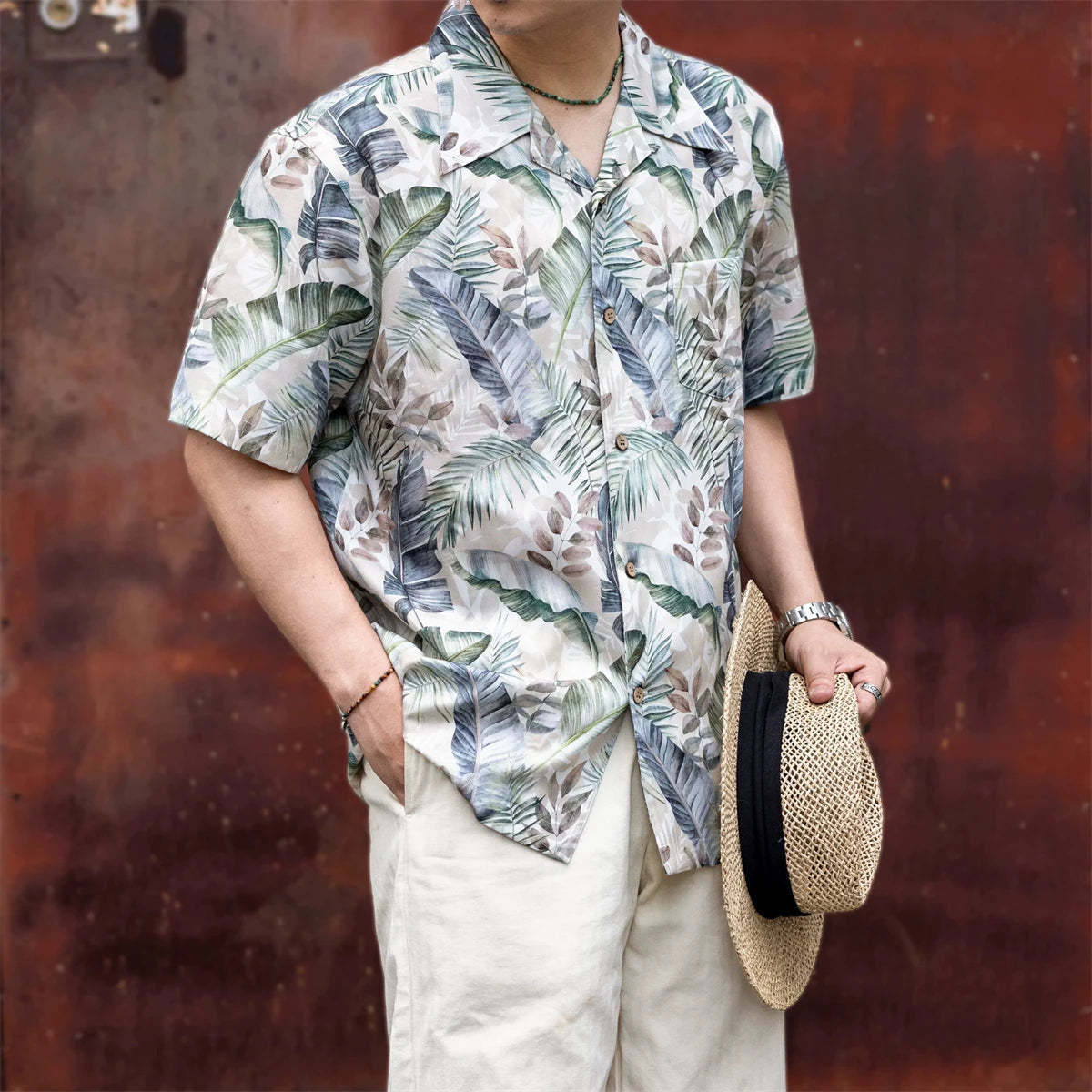 Tropical Leaf Camp Collar Shirt
