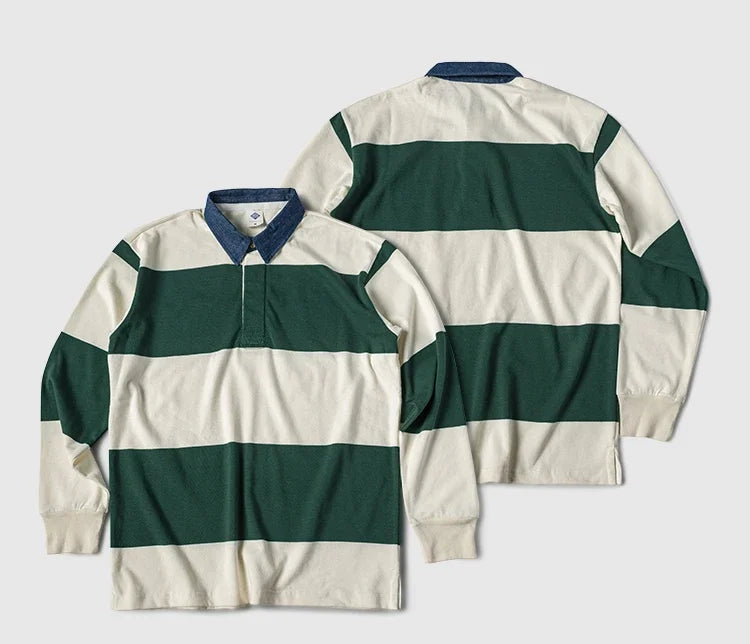Striped Button Down Polo Shirt