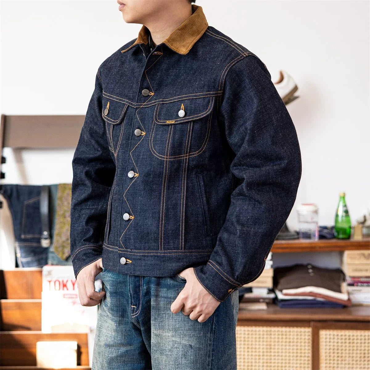 Corduroy Collar Denim Trucker Jacket