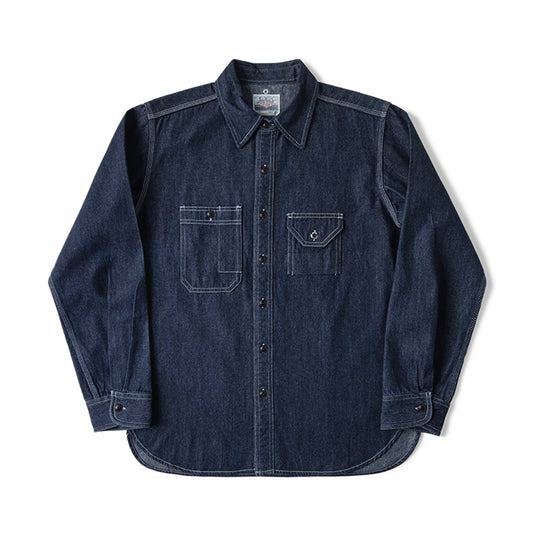 Foldover Cuff Denim Work Shirt
