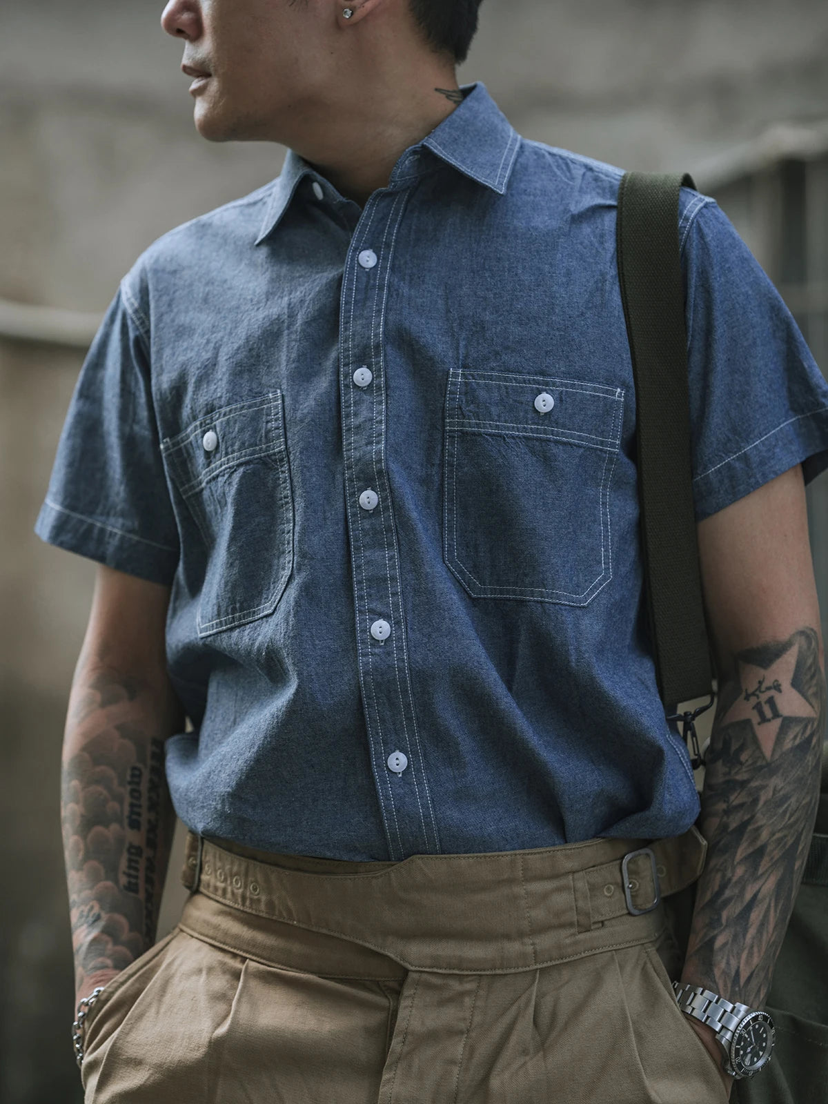 Light Blue Chambray Work Shirt